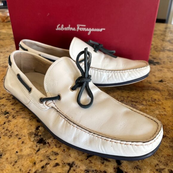 Salvatore Ferragamo White Moccasin 10 EE- BEST OFFER main image 6